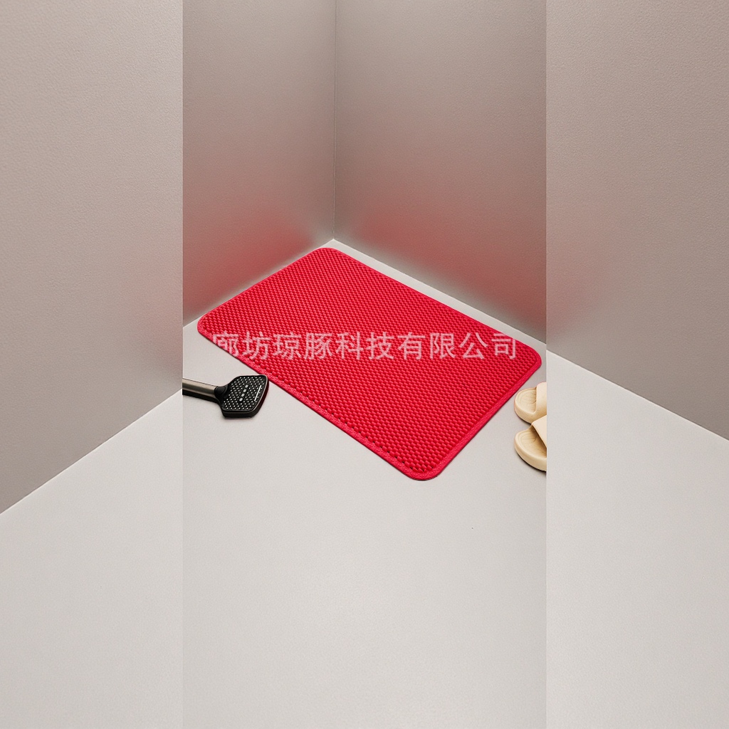 Red anti-slip floor mat, thickened and wear-resistant bathroom and kitchen floor mat