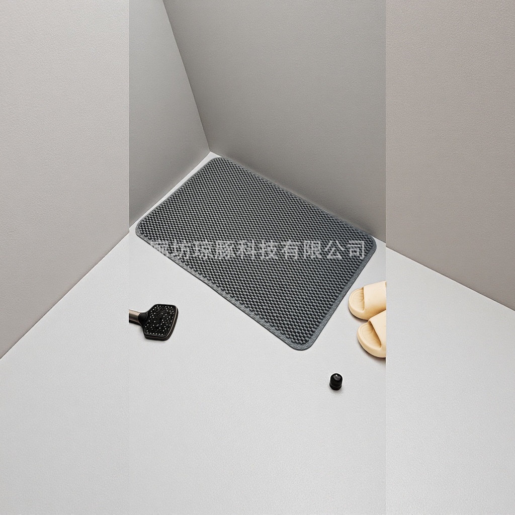 Grey anti-slip bathroom floor mat, thickened water-absorbing and quick-drying household bathroom floor mat