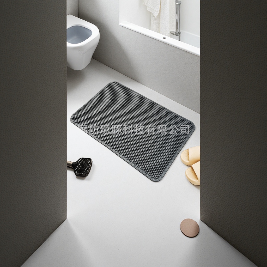 Grey anti-slip bathroom floor mat, thickened water-absorbing and quick-drying household bathroom floor mat Specification image