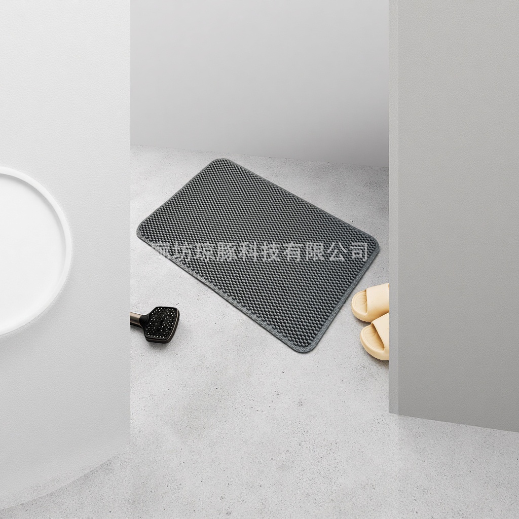 Grey anti-slip bathroom floor mat, thickened water-absorbing and quick-drying household bathroom floor mat details Picture