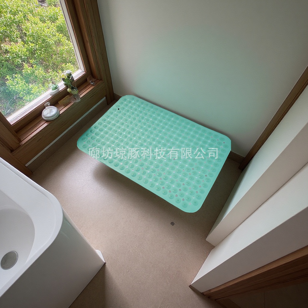 The green anti-slip bathroom floor mat is thickened, water-absorbing, quick-drying, silent and does not shed fibers Specification image