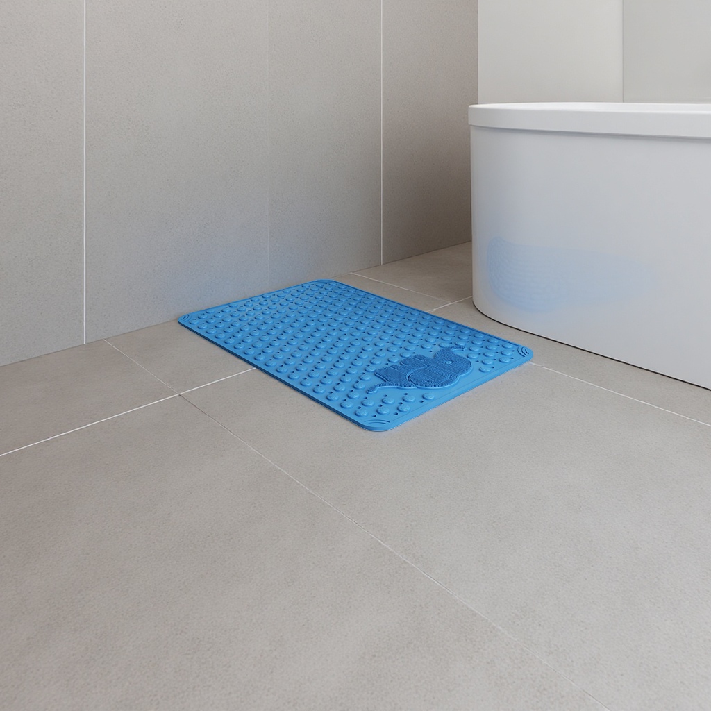 Blue anti-slip bathroom floor mat, thickened water-absorbing quick-drying anti-slip mat Application Scenario
