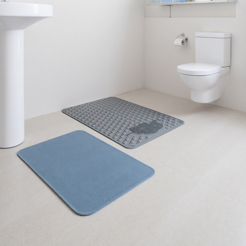 Grey anti-slip bathroom floor mat, thickened water-absorbing and quick-drying household bathroom foot mat details Picture