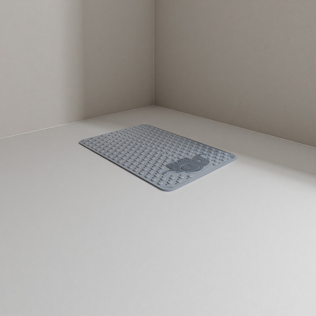 Grey anti-slip bathroom floor mat, thickened water-absorbing and quick-drying household bathroom foot mat