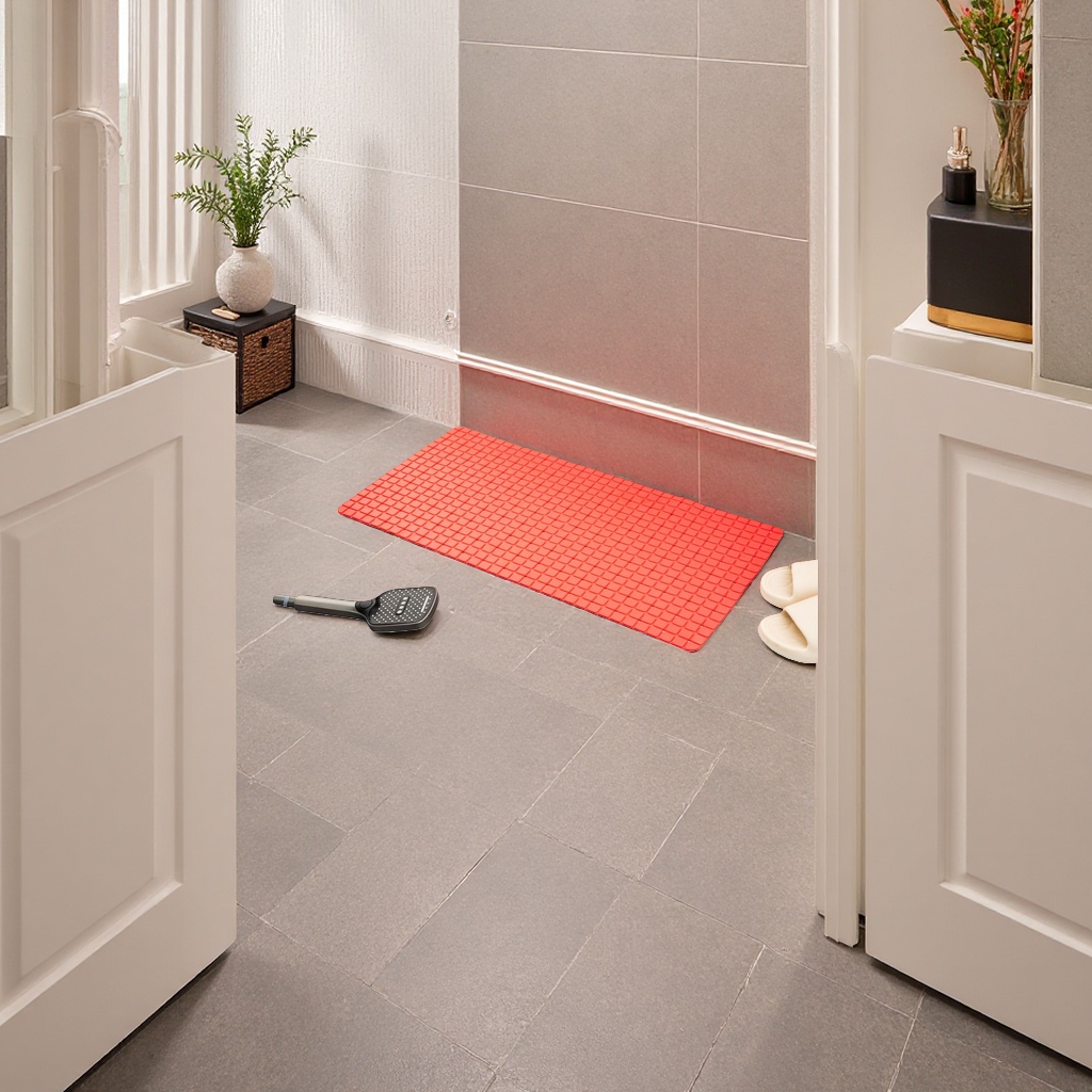 Red anti-slip mat, thickened, wear-resistant and silent floor mat for bathroom and kitchen use details Picture