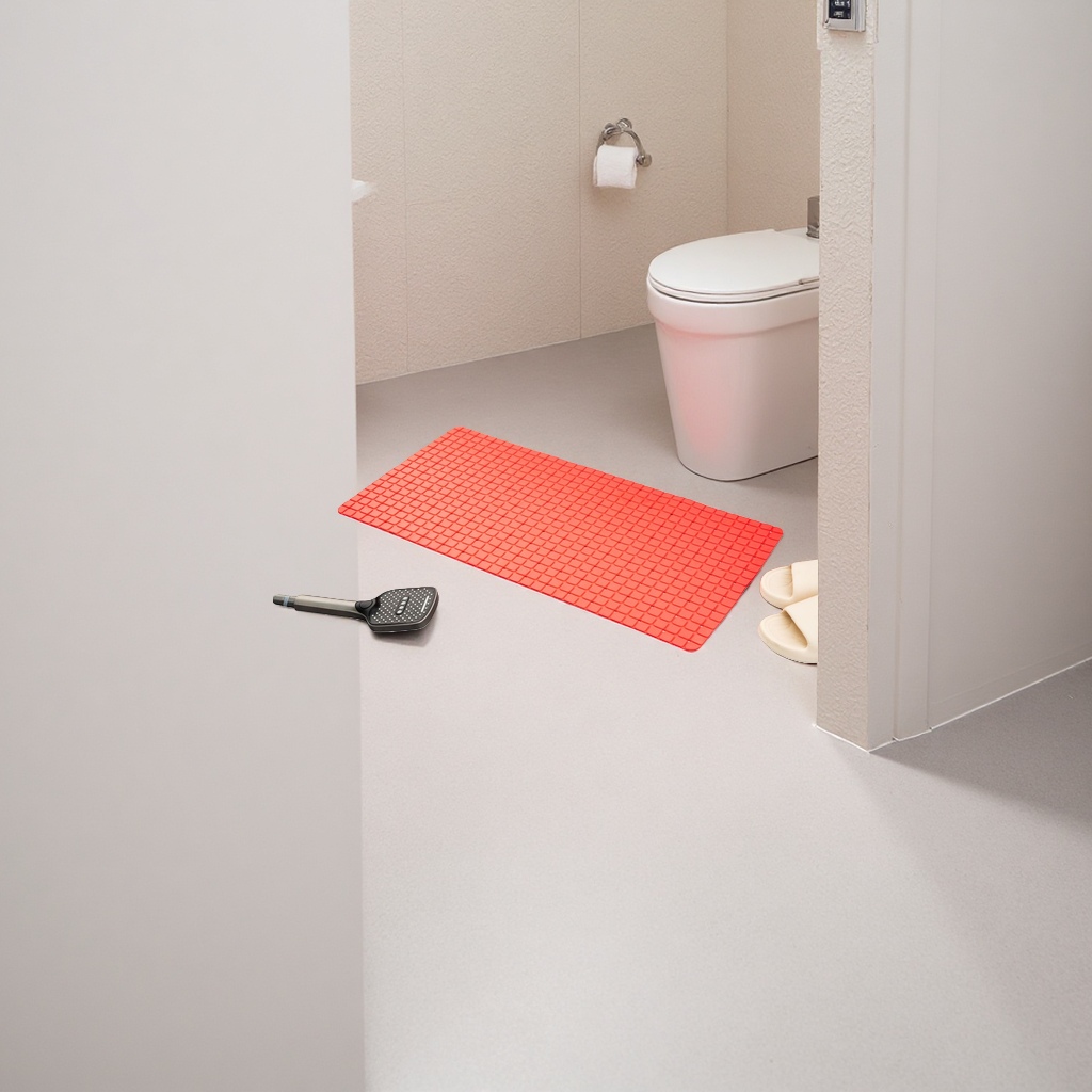 Red anti-slip mat, thickened, wear-resistant and silent floor mat for bathroom and kitchen use Application Scenario