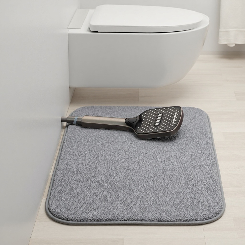 The pink anti-slip bathtub front floor mat is thickened to absorb water and dry quickly, specially designed for bathrooms details Picture