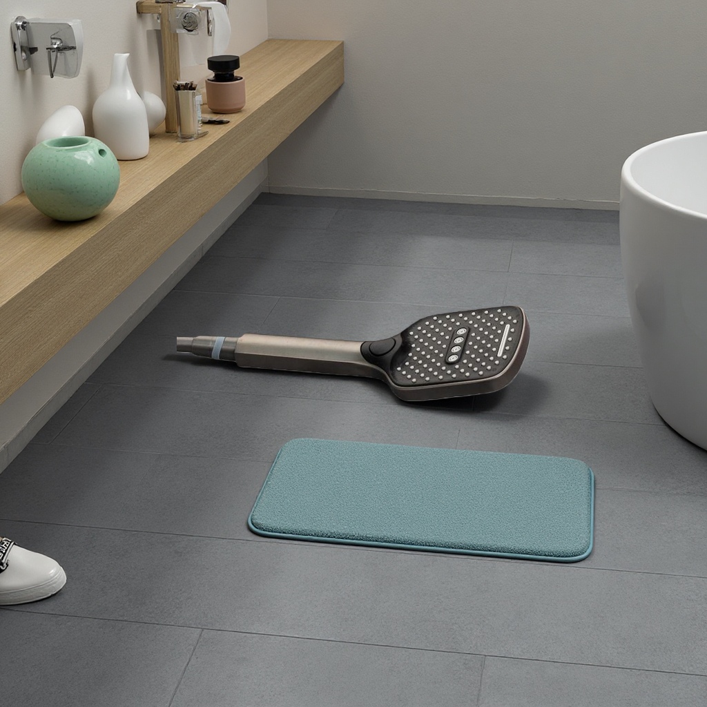The pink anti-slip bathtub front floor mat is thickened to absorb water and dry quickly, specially designed for bathrooms Application Scenario