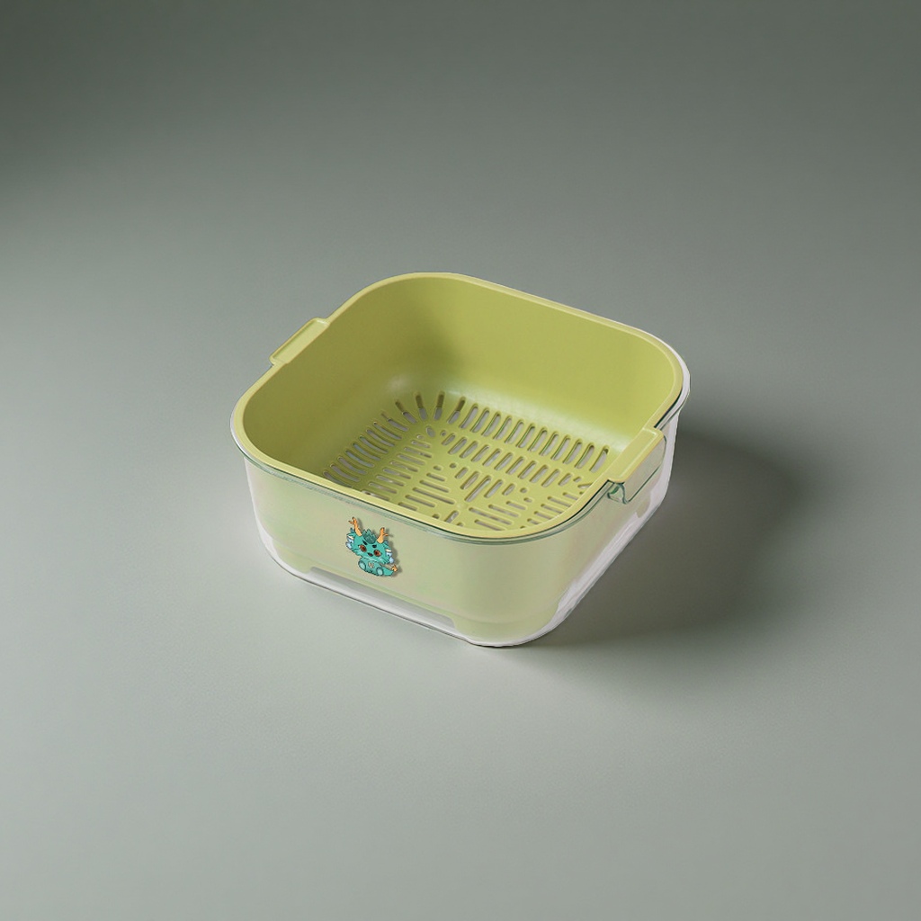 绿色塑料沥水篮主体产品图