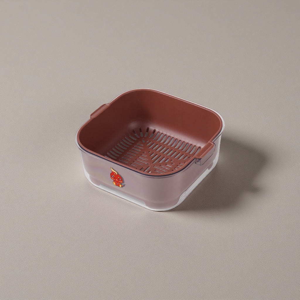 中号波多红塑料沥水篮细节图