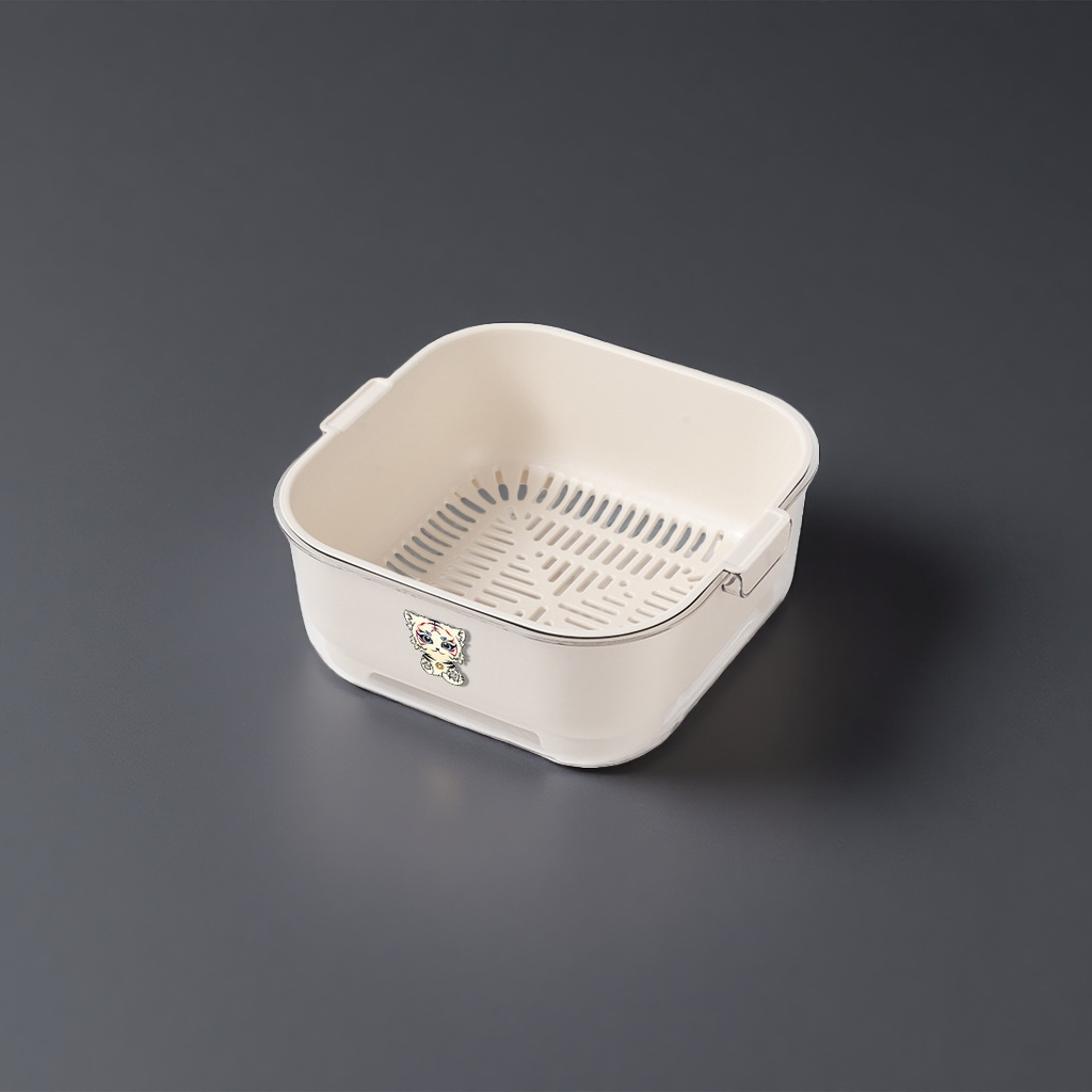 奶油白塑料沥水篮主体细节图