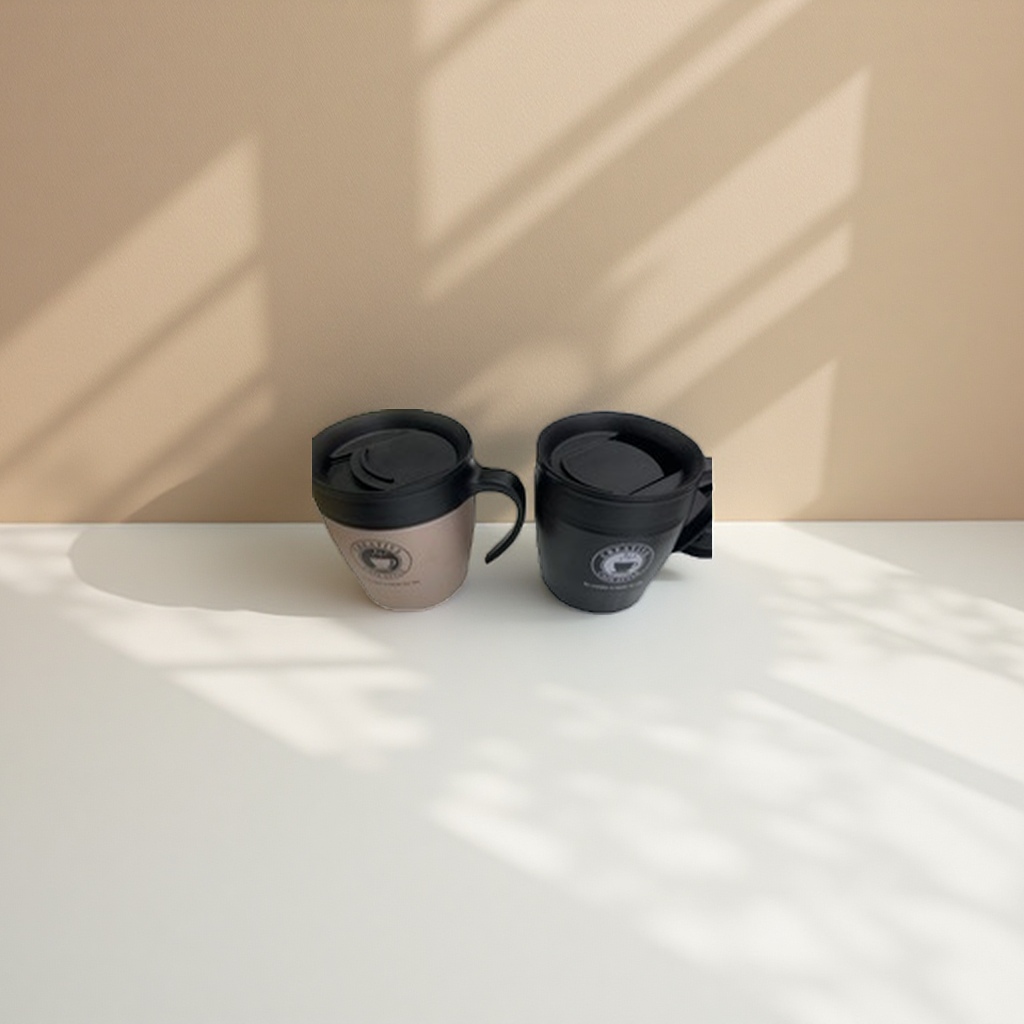 北欧风陶瓷咖啡杯 咖啡杯带盖防烫手柄双层隔热