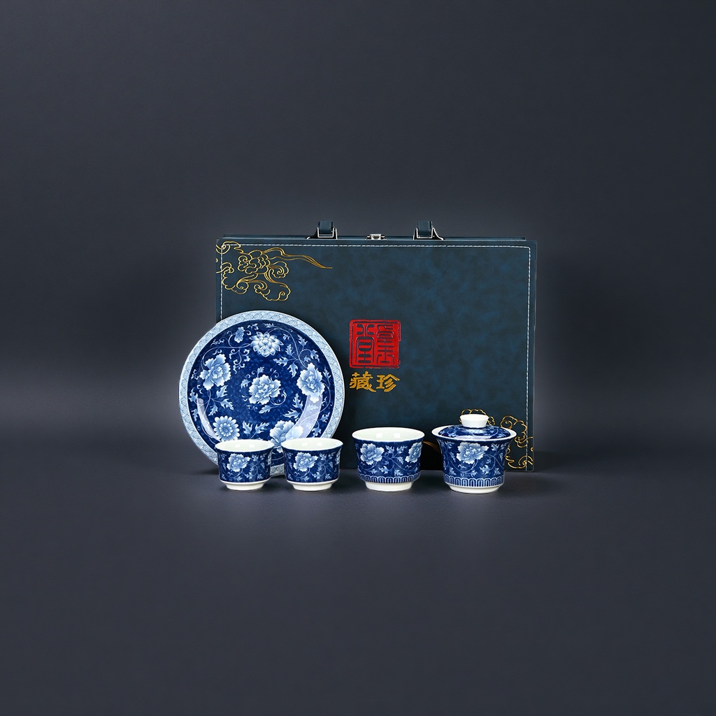 青花瓷茶具套装+茶具细节图