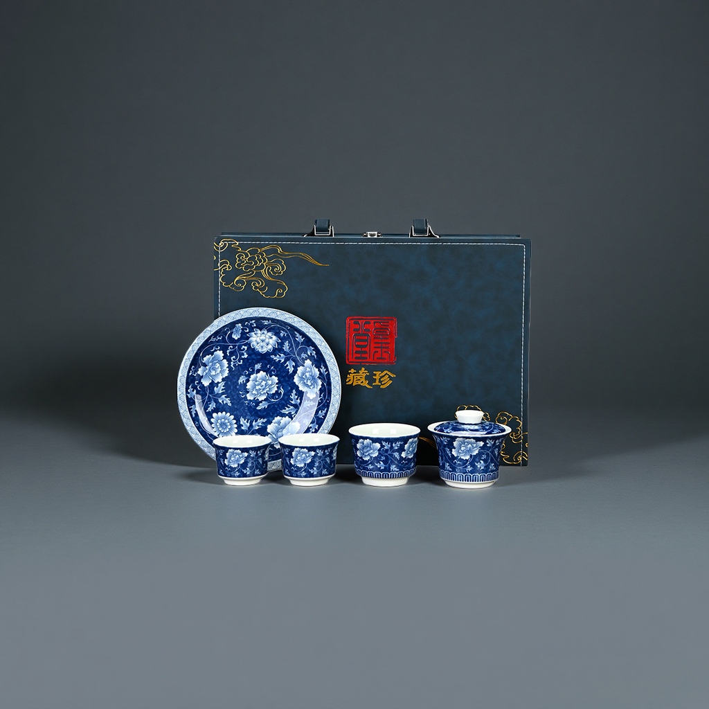 青花瓷茶具套装+茶具产品图