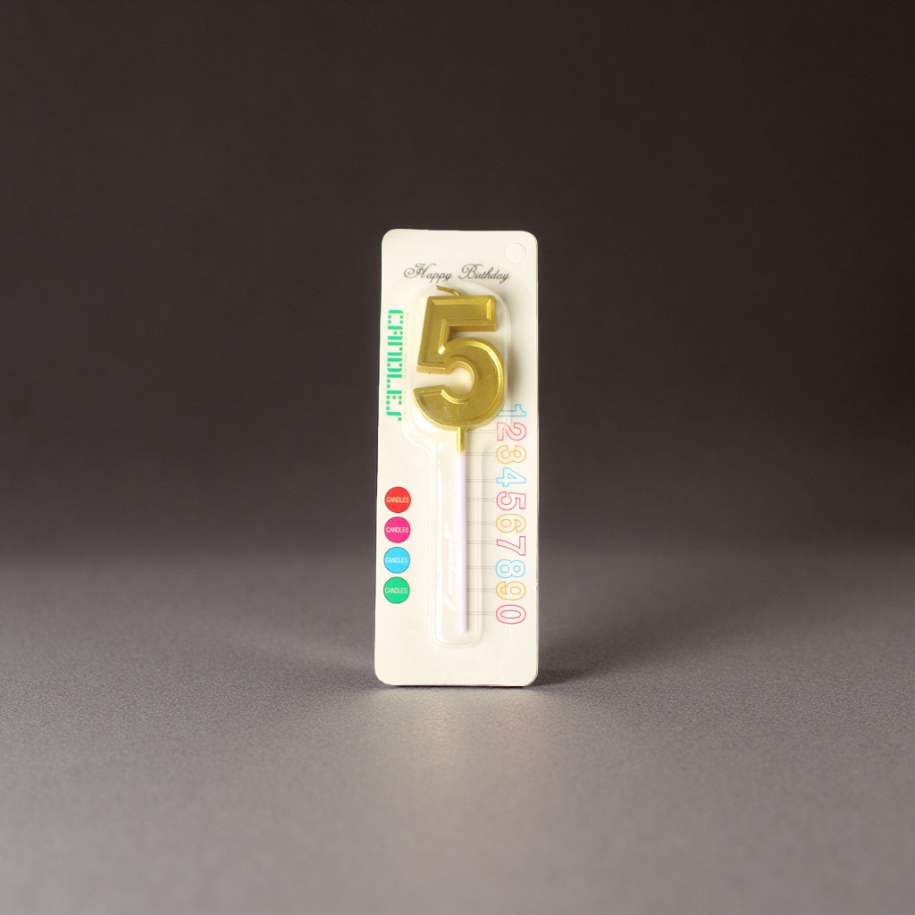 生日数字5蜡烛 五彩渐变款 可插式蛋糕装饰蜡烛