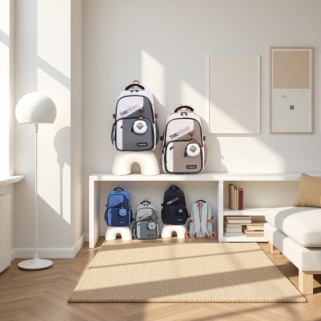 Fashionable and sporty backpacks are available in multiple colors with pockets, pull rods and fixing straps Application Scenario