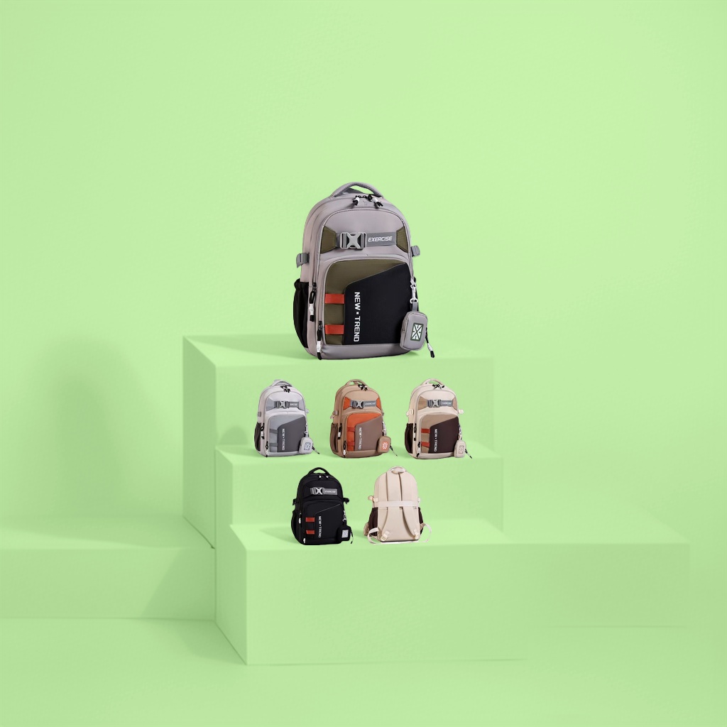 The multi-color EXERCISE NEW TREND sports backpack zipper bag is designed with a drawbar