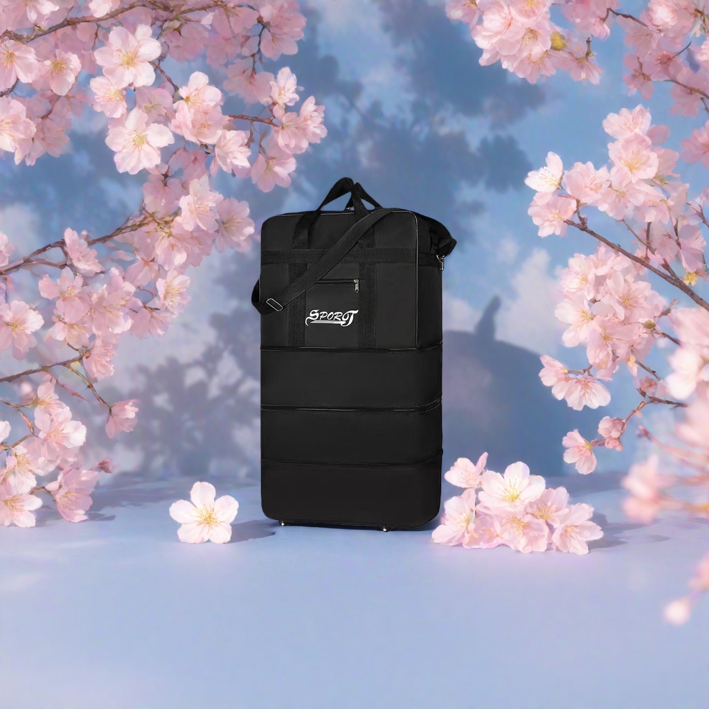 Black three-layer luggage bag with thickened main body and wear-resistant travel storage bag details Picture