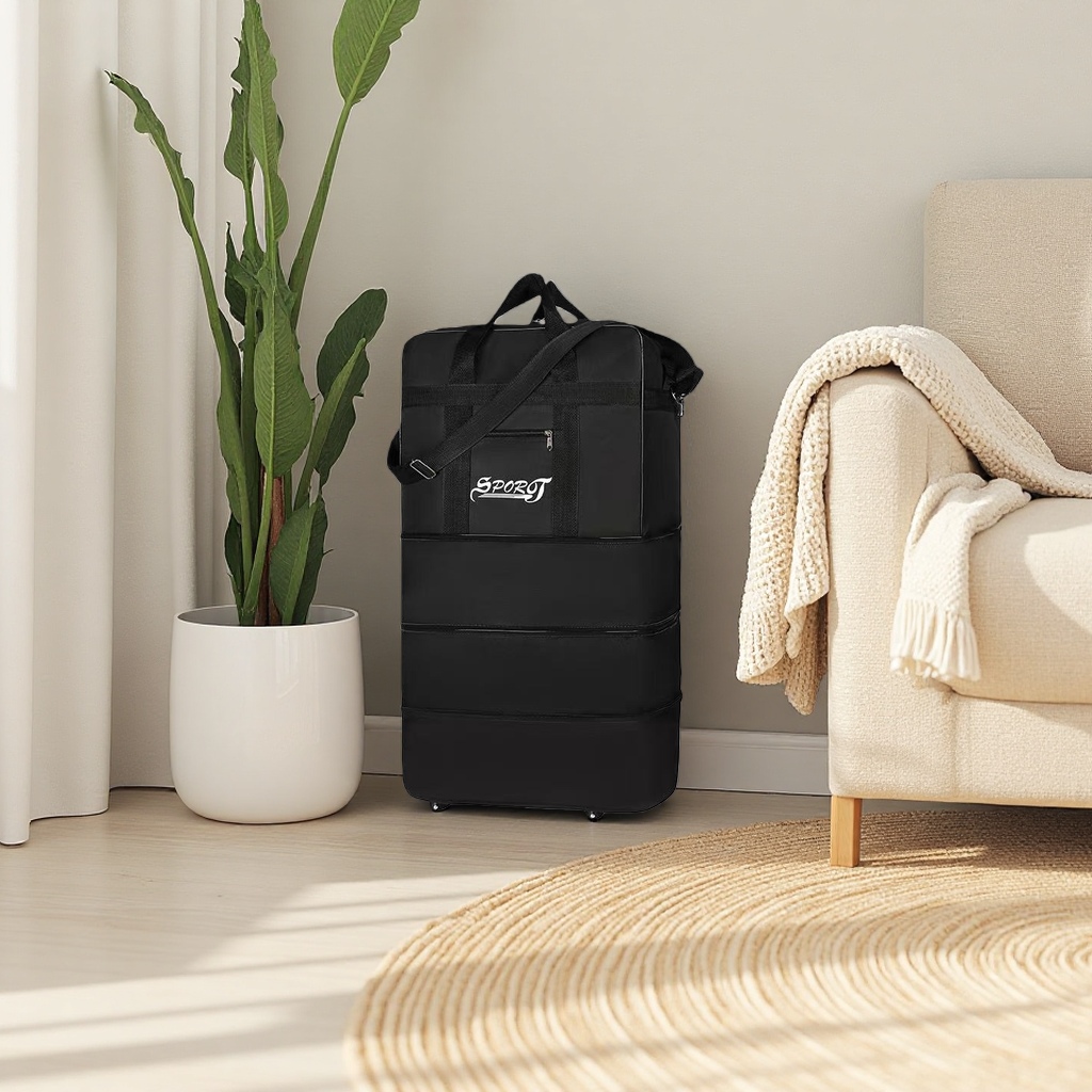 Black three-layer luggage bag with thickened main body and wear-resistant travel storage bag Specification image