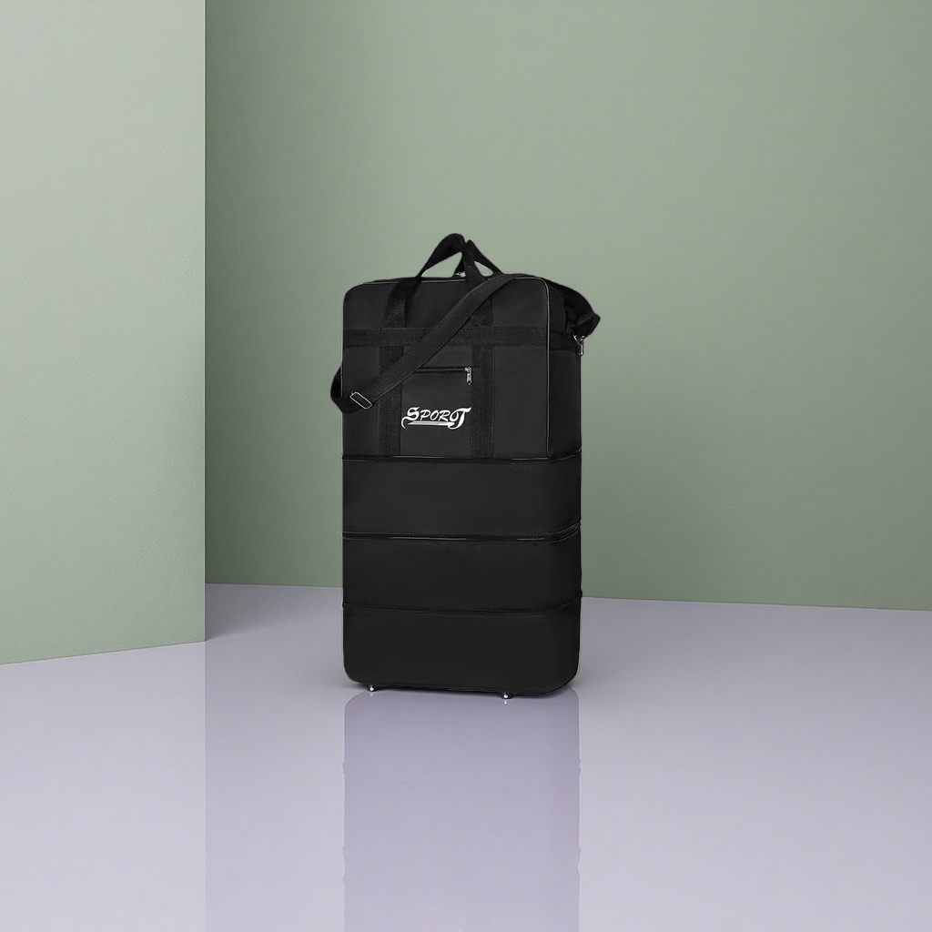 Black three-layer luggage bag with thickened main body and wear-resistant travel storage bag 163004491 details Picture