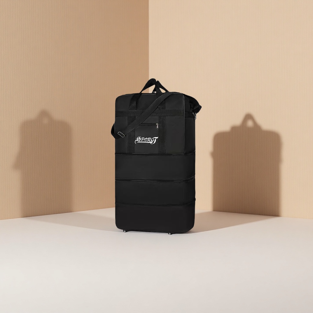 Black three-layer luggage bag with thickened main body and wear-resistant travel storage bag 163004491