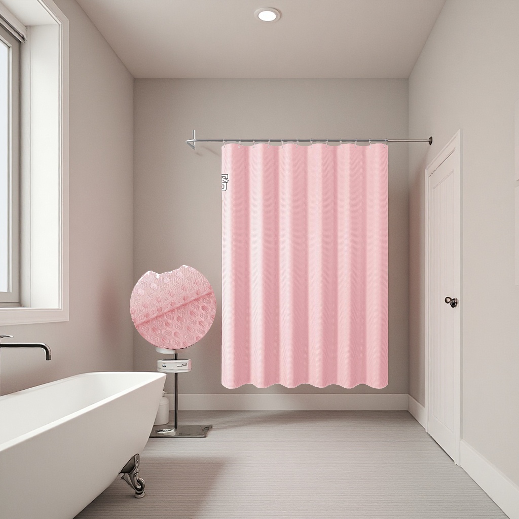 ستائر حمام وردي اللون من نوع وافل details Picture