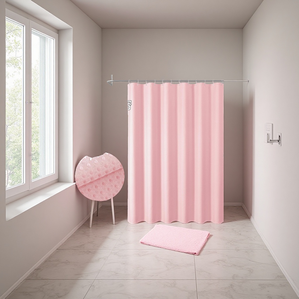 ستائر حمام وردي اللون من نوع وافل Specification image