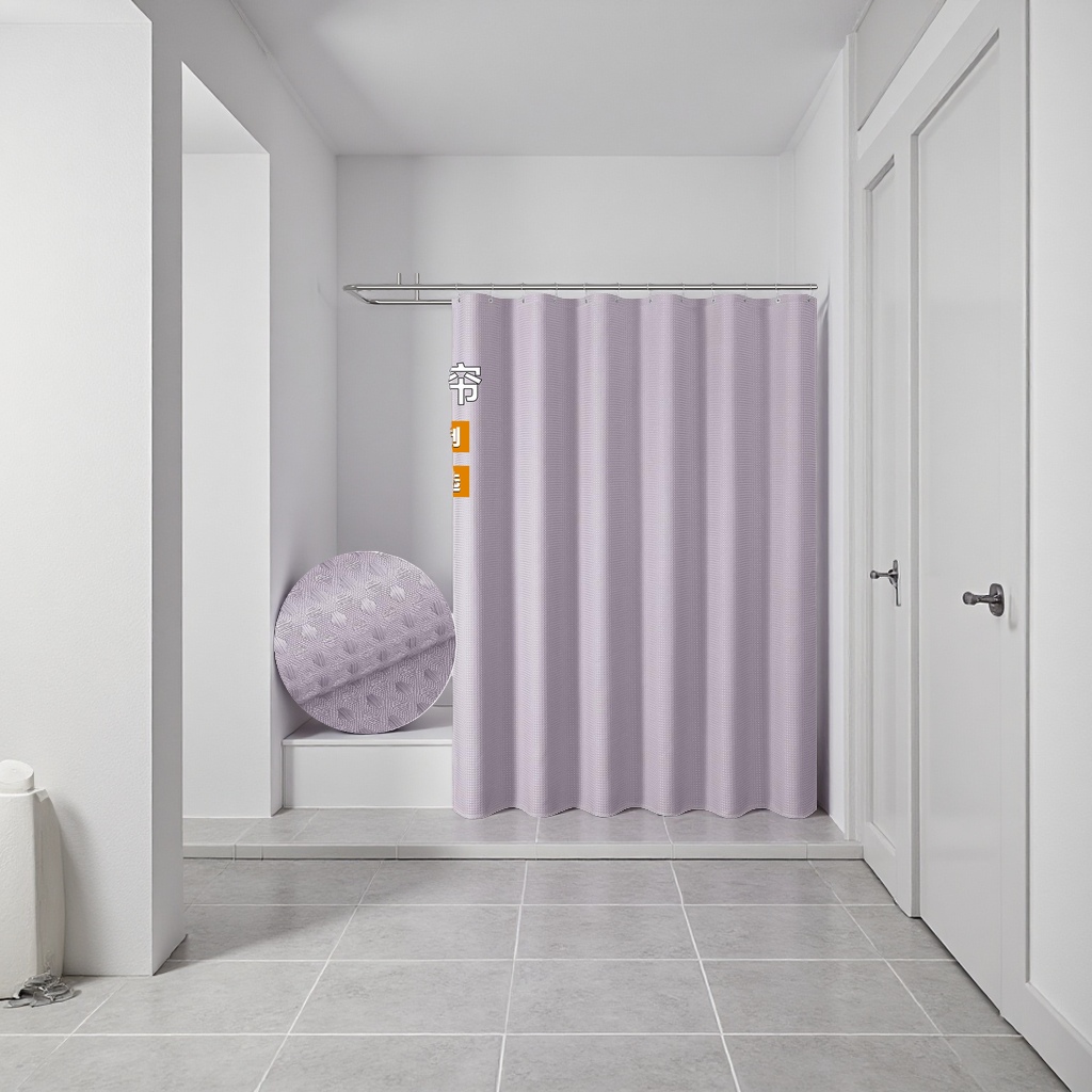 Purple Waffle texture shower curtain, waterproof and mold-proof bathroom partition curtain, home bathroom decoration Specification image