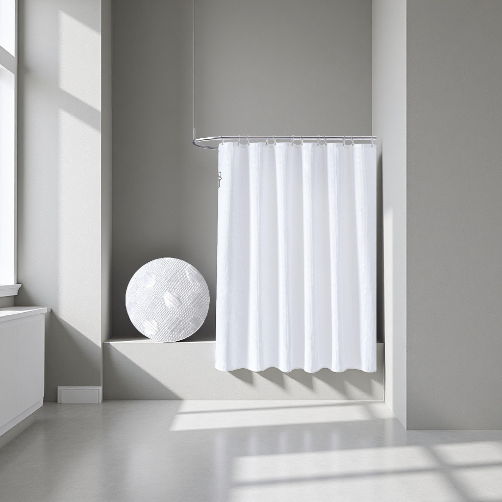 Waffle cortina de ducha blanca impermeable a prueba de moho cortina de partición de baño para el baño doméstico separación seca y húmeda