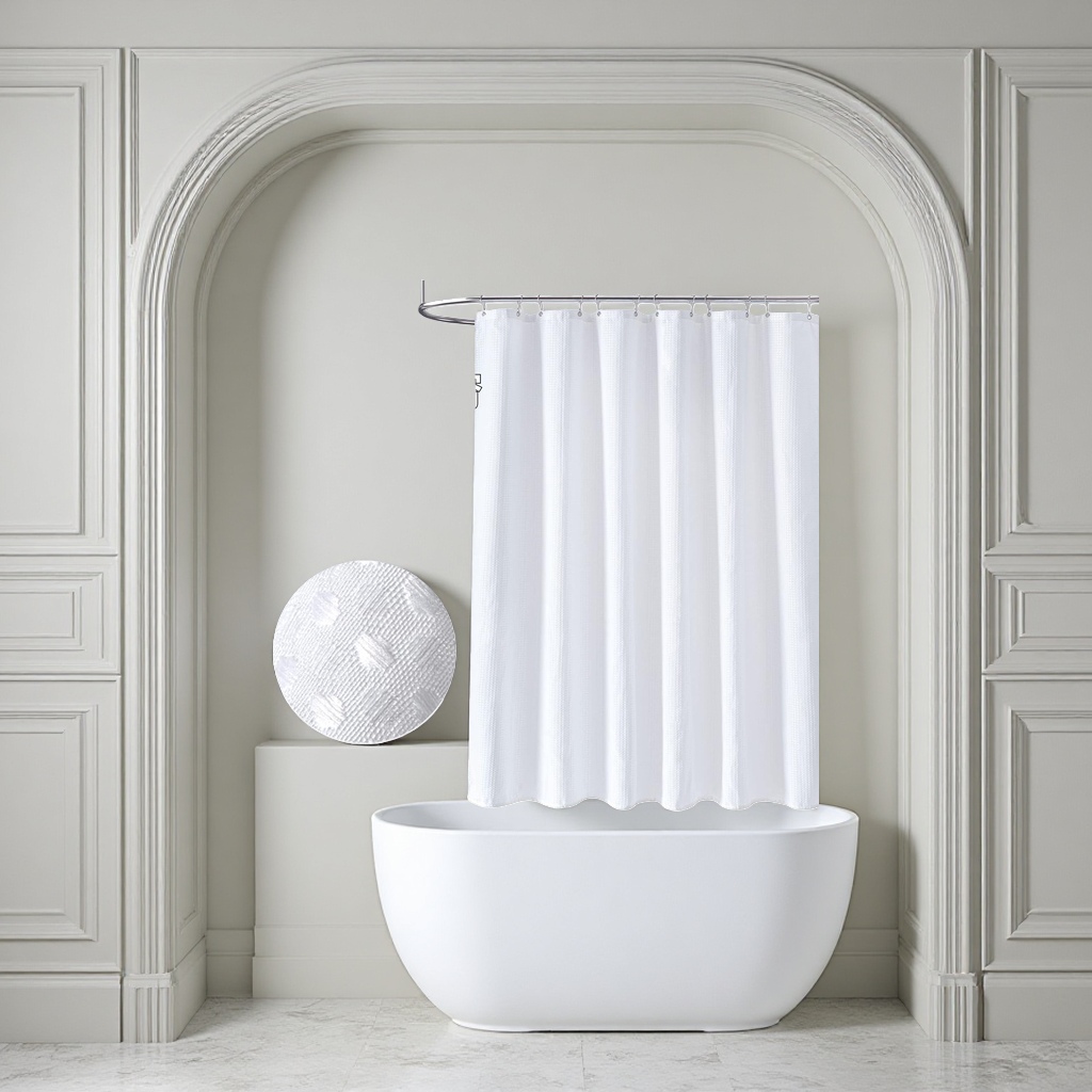 Waffle cortina de ducha blanca impermeable a prueba de moho cortina de partición de baño para el baño doméstico separación seca y húmeda details Picture