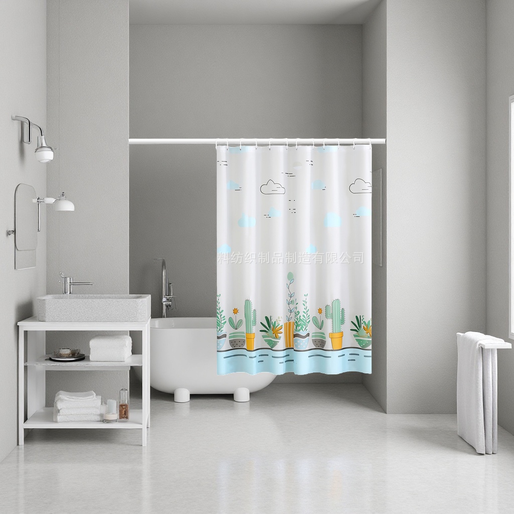 Bathroom special waterproof and mold-proof shower curtain partition curtain, dry and wet separation in bathroom, PVC material