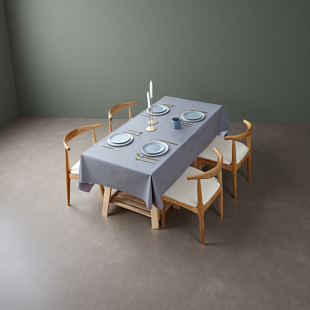 مفرش المائدة الرمادية مقاوم للماء ومزود بقماش قطني سميك Specification image