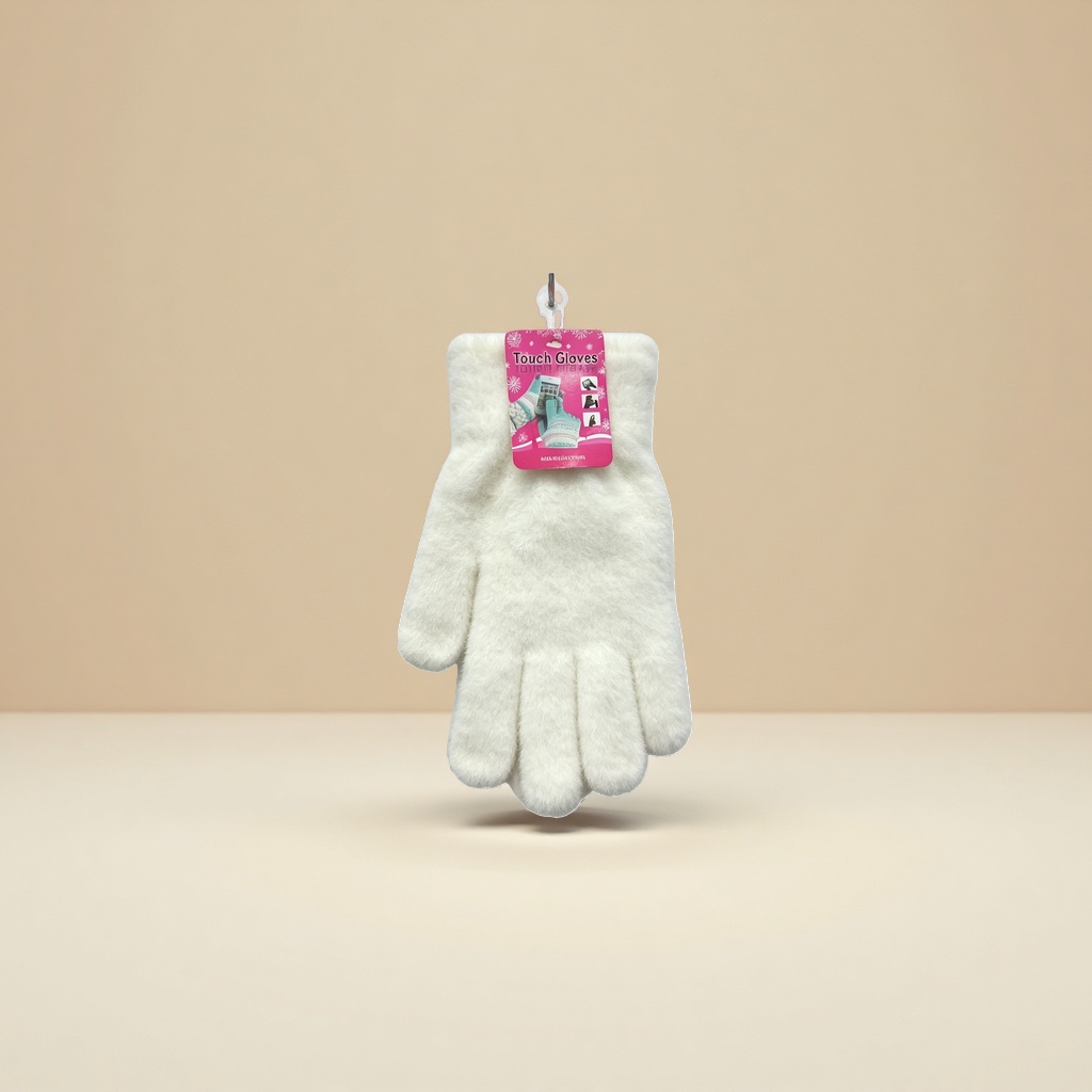 White plush touch screen gloves are warm and anti-slip in winter, suitable for both men and women