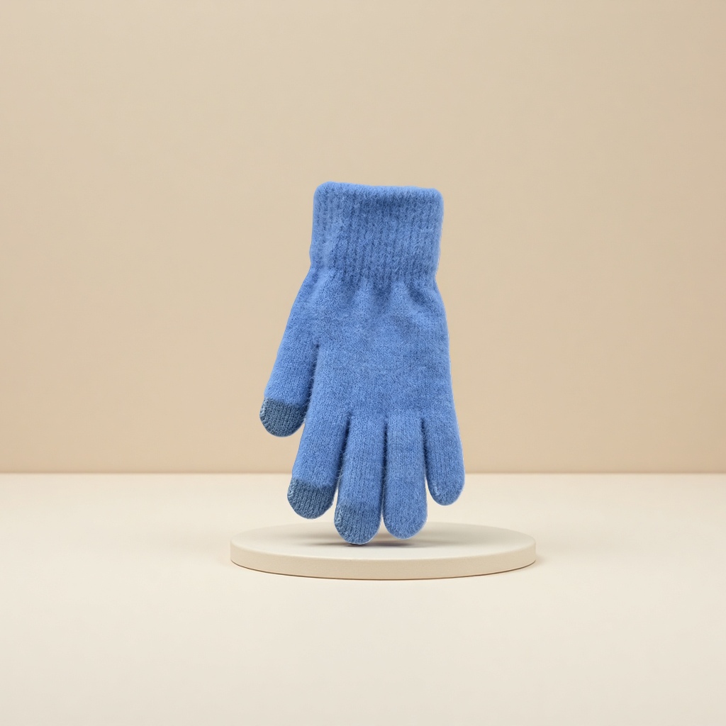 The thickened blue plush gloves are warm, anti-slip and suitable for women in autumn and winter Specification image