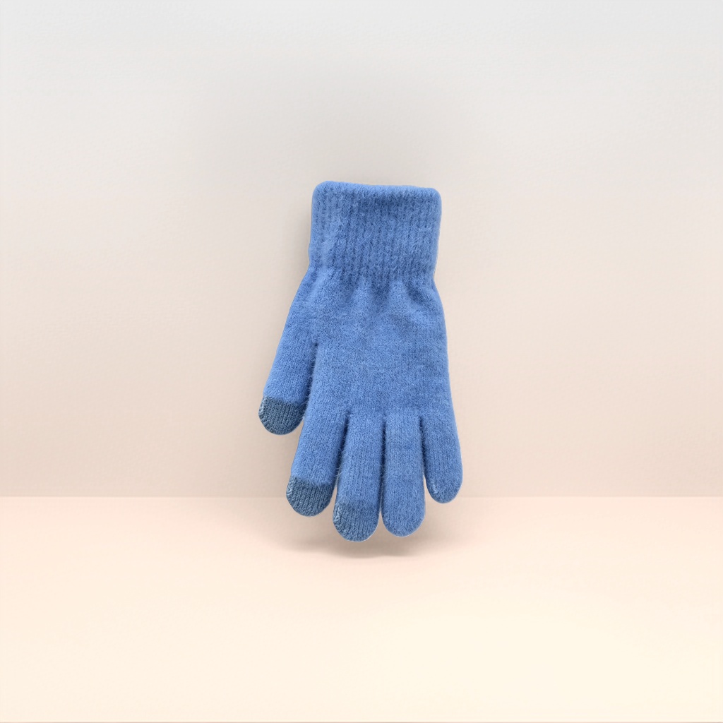 The thickened blue plush gloves are warm, anti-slip and suitable for women in autumn and winter details Picture