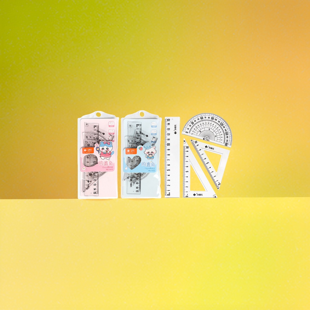 Cartoon pattern ruler set, student stationery measuring tools, 15cm, 20cm, 30cm three-piece set