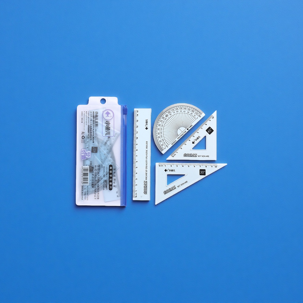 Stationery set, ruler, protractor, set square, student drawing tool set
