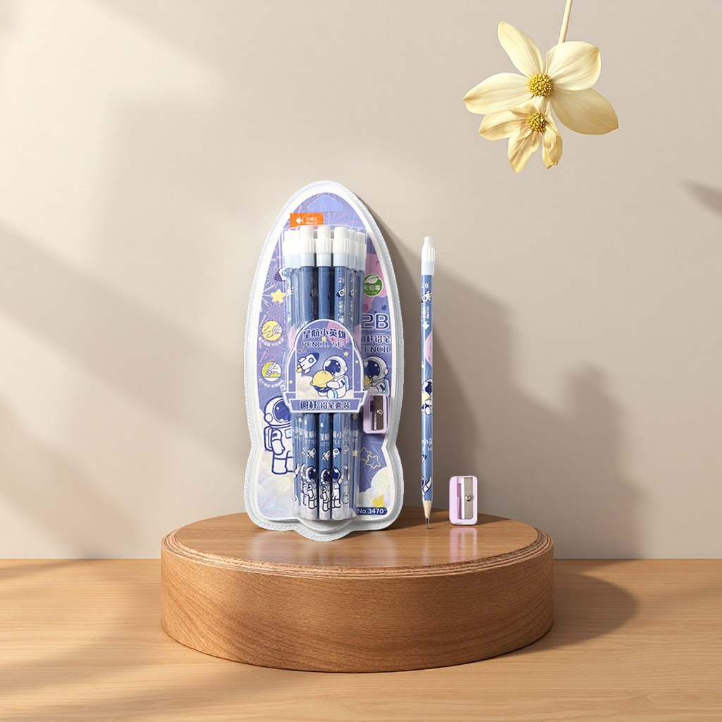 A 12-piece creative gift set of student stationery with a space theme pencil details Picture