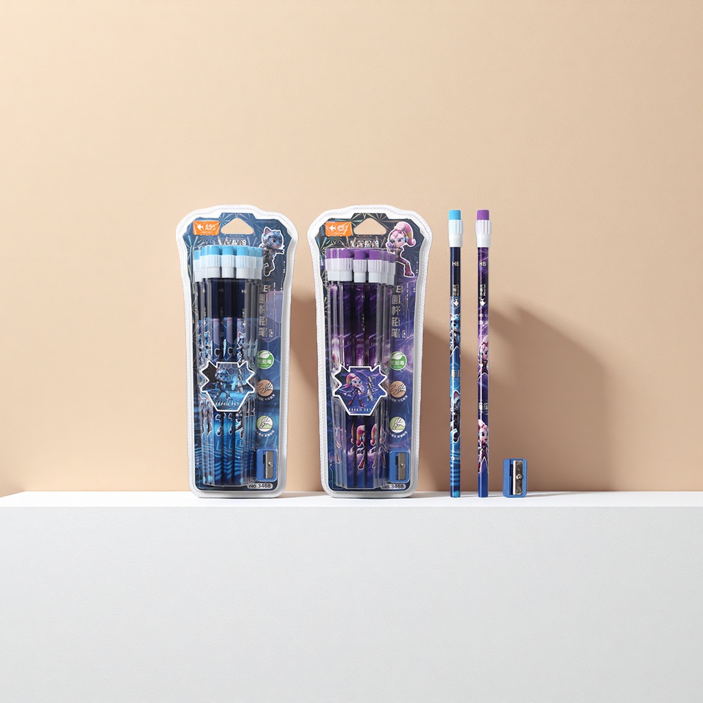 The stationery set includes pencils and pencil sharpeners, a practical combination for students and offices Application Scenario