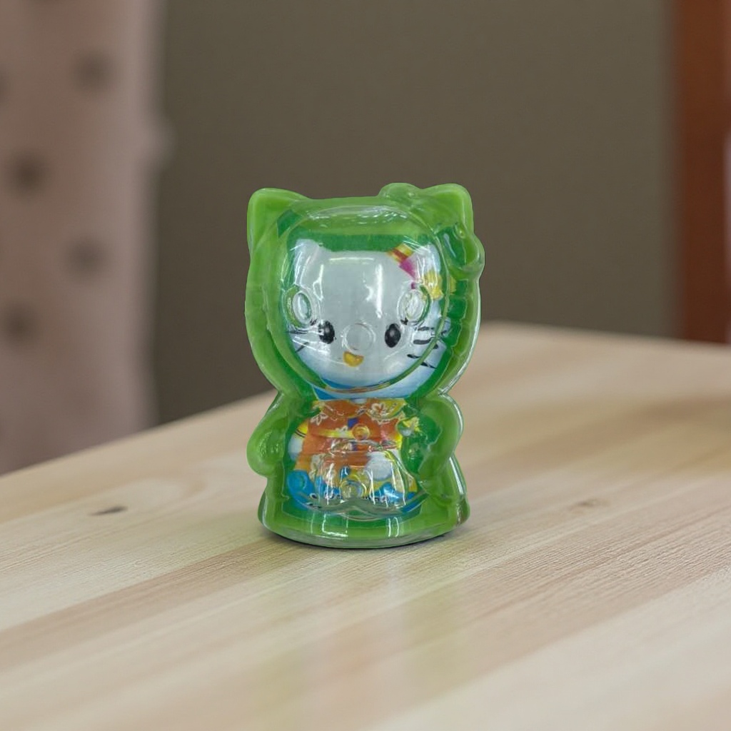 Lapicero de gatito transparente verde