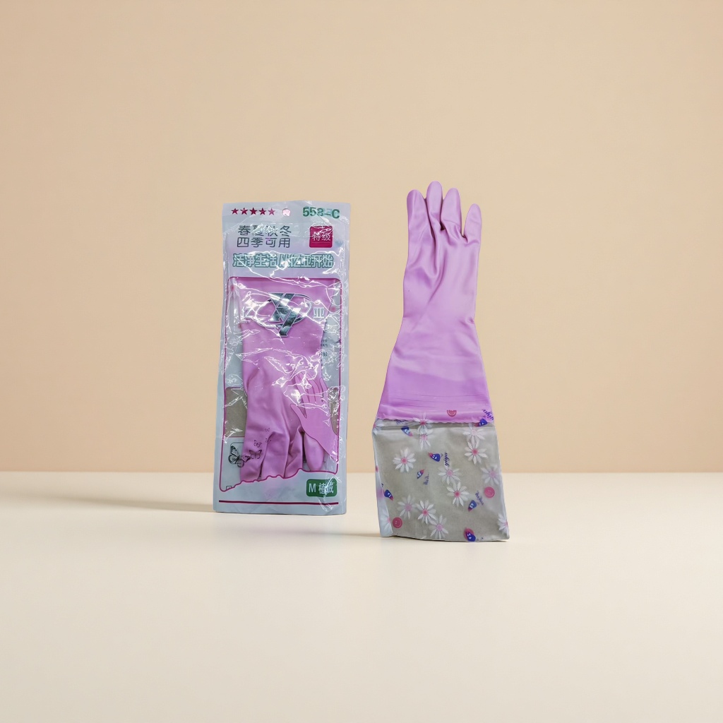 Guantes de goma rosa antideslizante engrosado limpieza doméstica de cocina guantes de látex