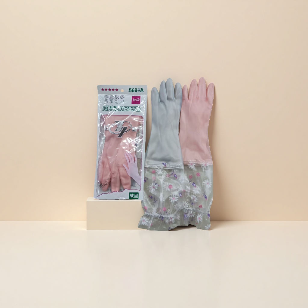 Thickened rubber gloves, anti-slip and wear-resistant, household kitchen cleaning latex gloves details Picture