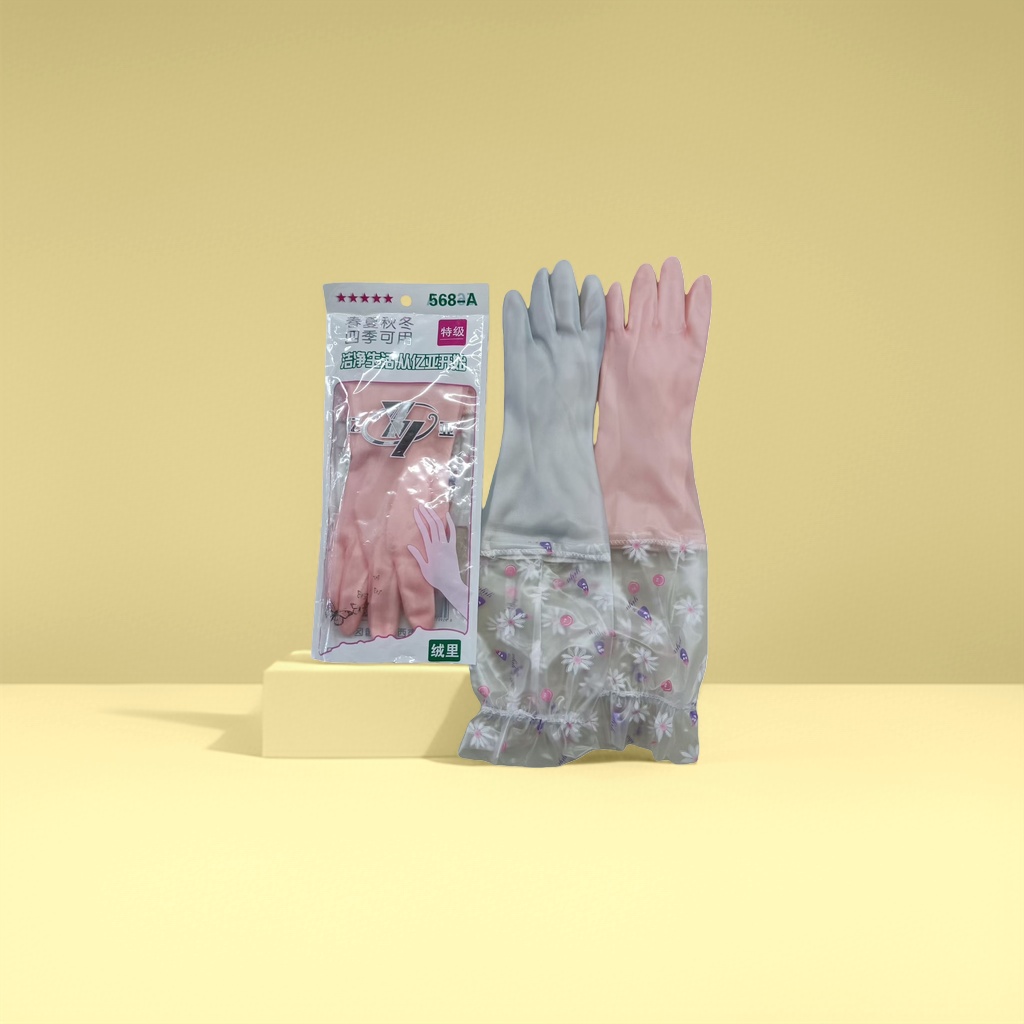 Thickened rubber gloves, anti-slip and wear-resistant, household kitchen cleaning latex gloves Specification image