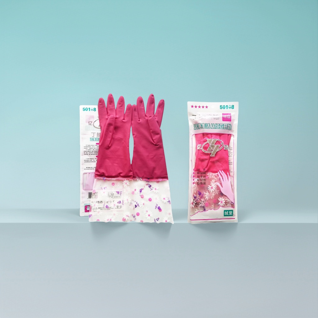 Guantes de goma rosa antiderrapante engrosado hogar limpieza de cocina guantes de látex guantes de trabajo doméstico