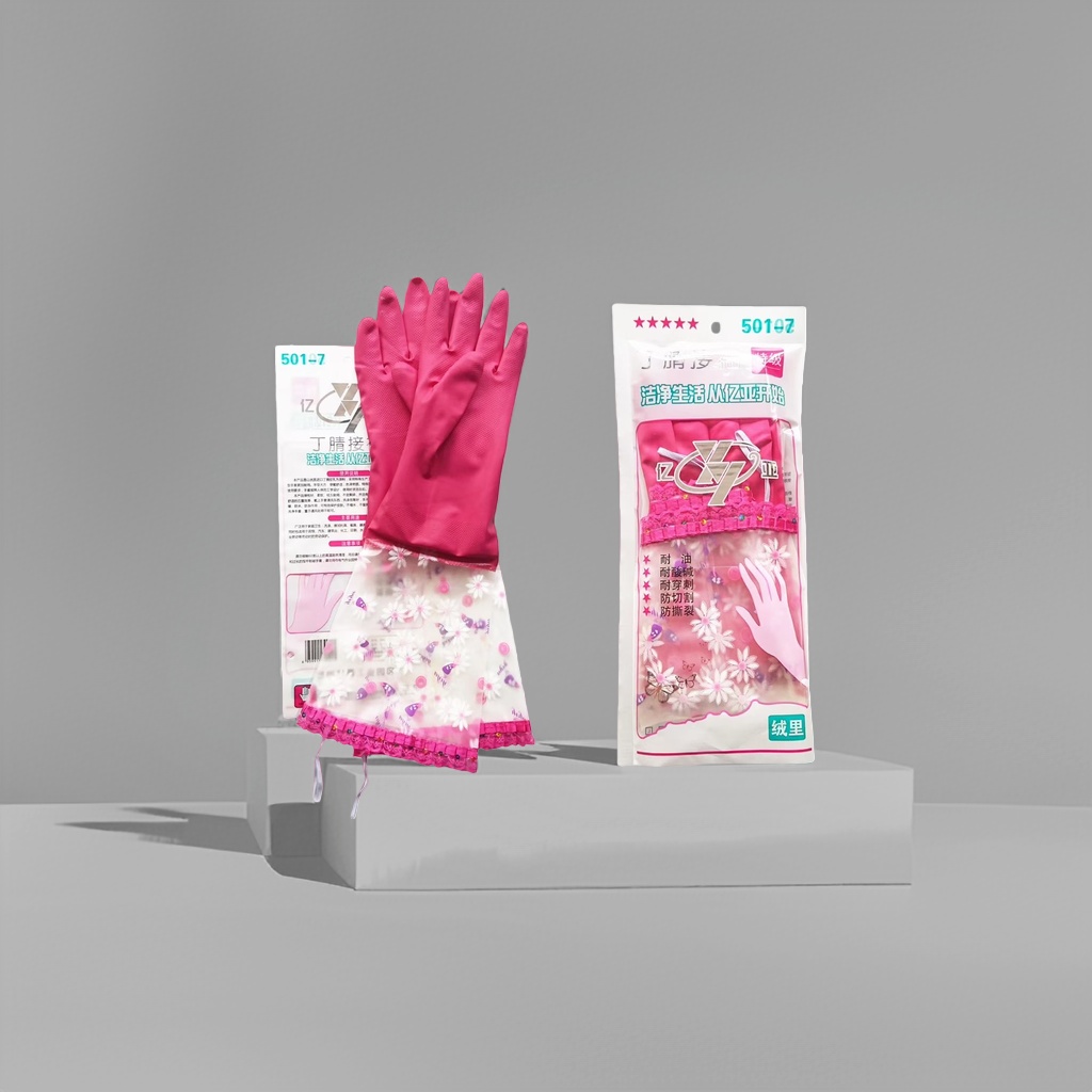 Guantes rosa nitrilo antideslizante resistente al desgaste engrosado guantes de protección desechables duraderos