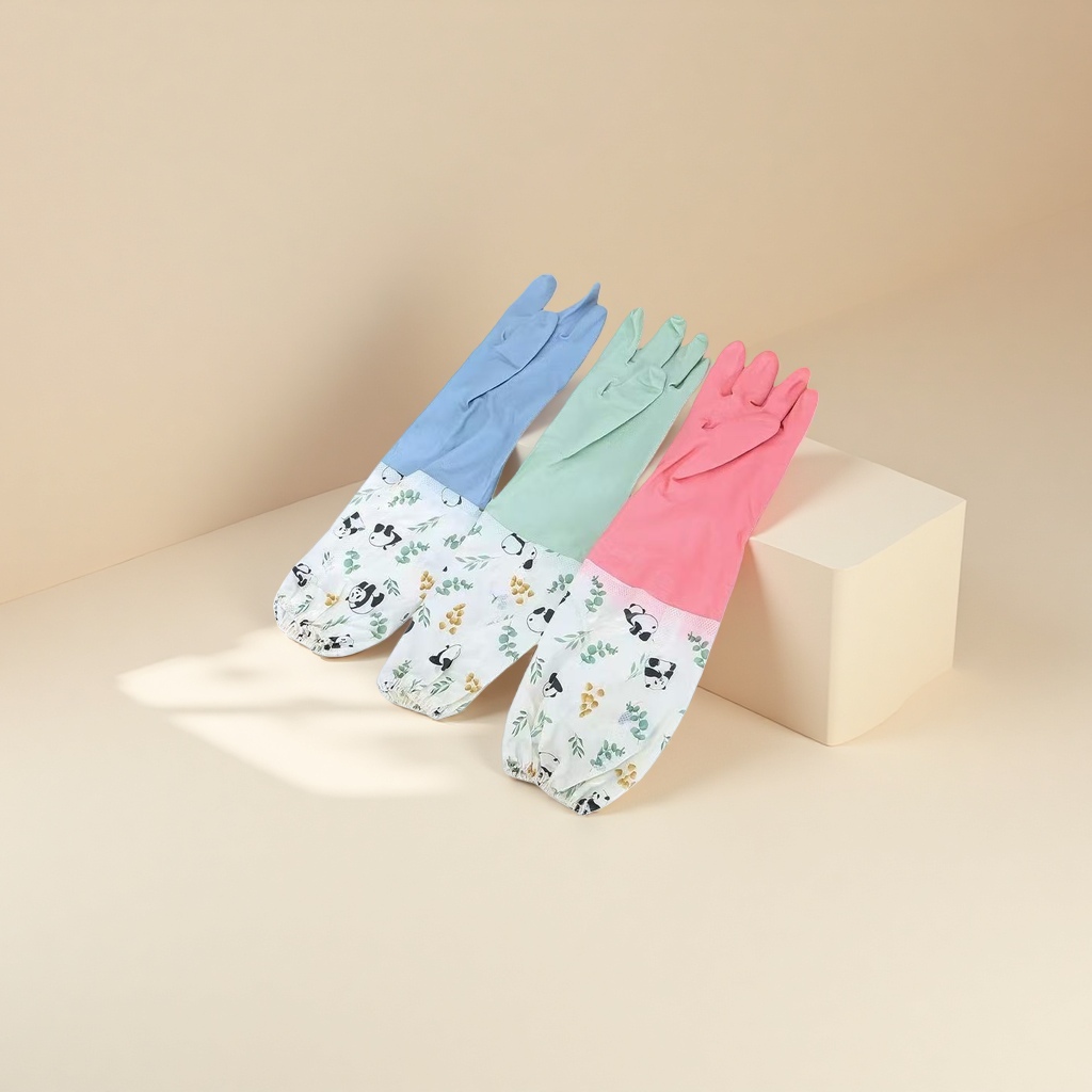 Color panda patrón guantes de goma engrosado antideslizante cocina limpieza para el hogar Specification image