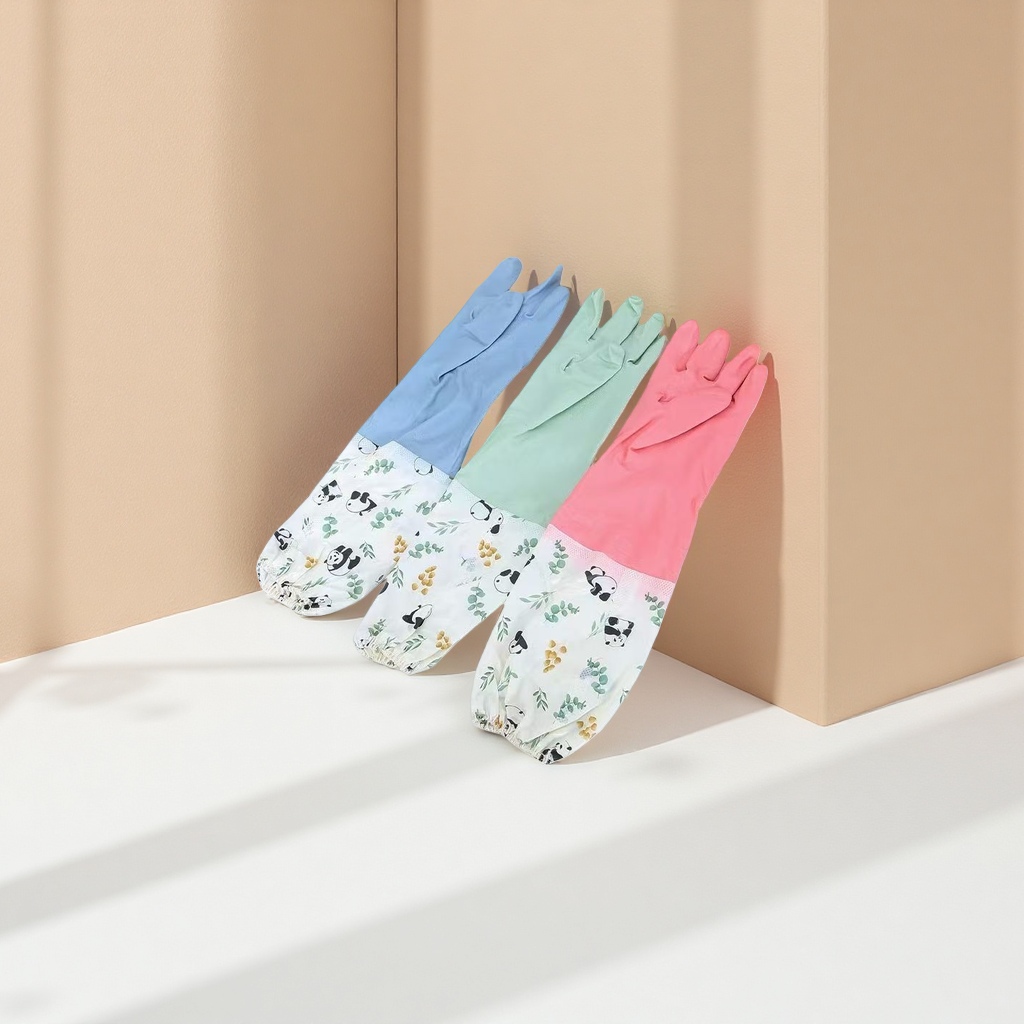 Color panda patrón guantes de goma engrosado antideslizante cocina limpieza para el hogar Application Scenario