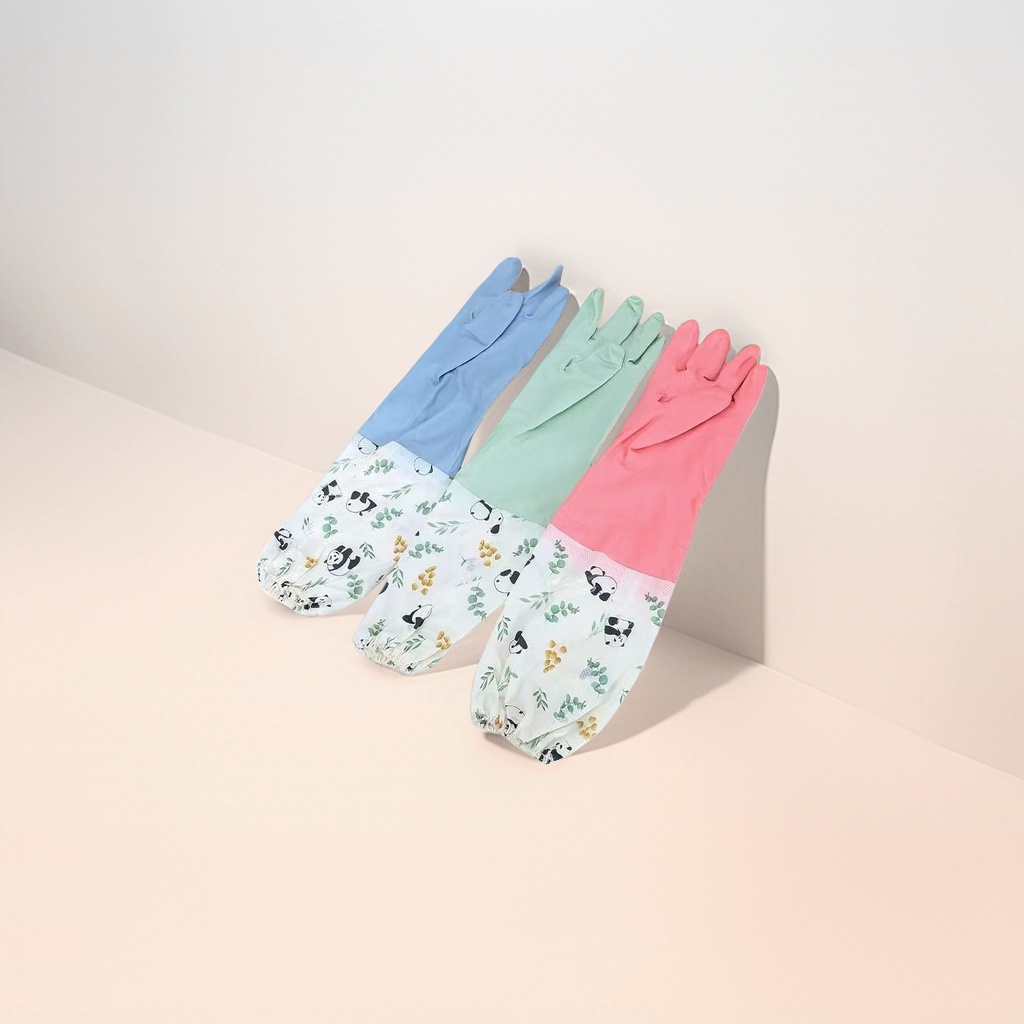 Color panda patrón guantes de goma engrosado antideslizante cocina limpieza para el hogar