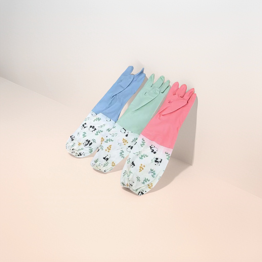 Color panda patrón guantes de goma engrosado antideslizante cocina limpieza para el hogar details Picture