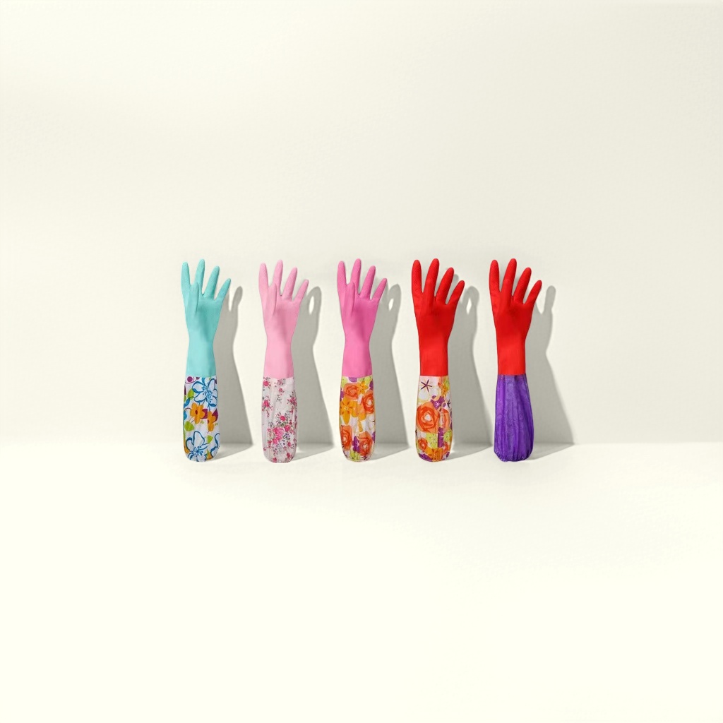 The main body of the colored patterned rubber gloves is anti-slip, wear-resistant and thickened work gloves details Picture